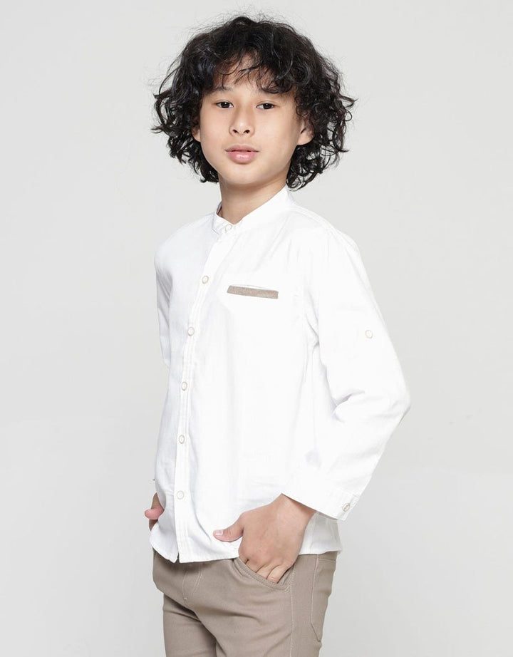 Little M Koko Lengan Panjang Casual Dobby Pique Anak Laki-laki