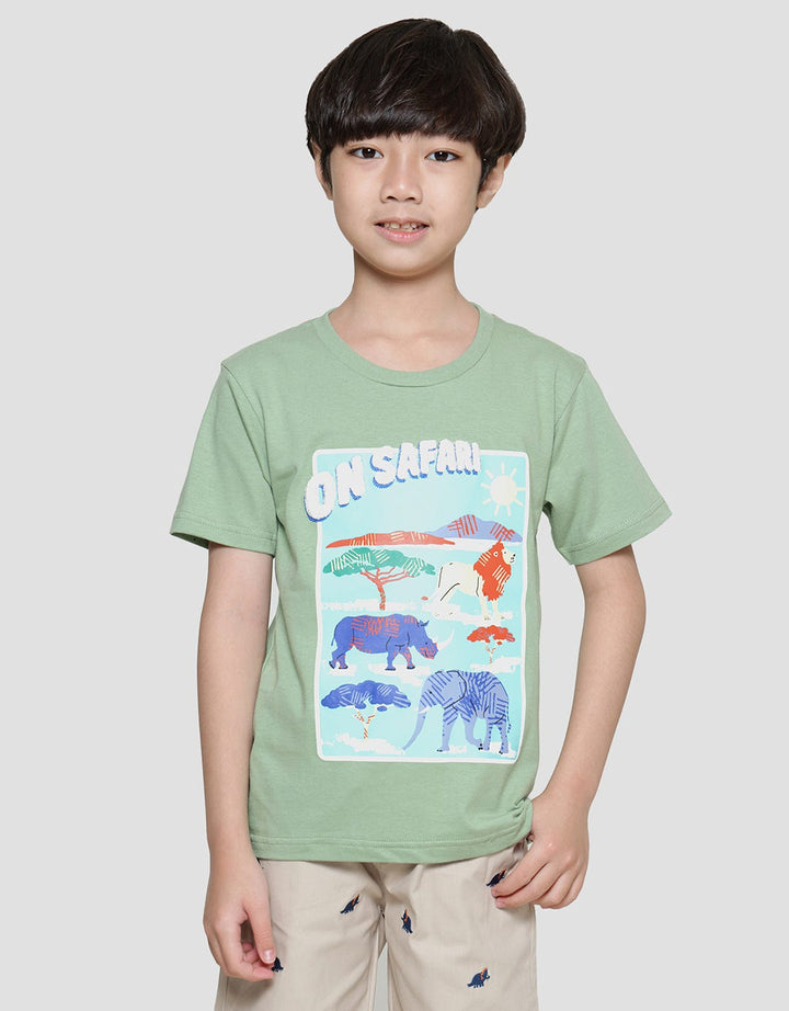 Little M On Safari Print Kaos Lengan Pendek Anak Laki-laki