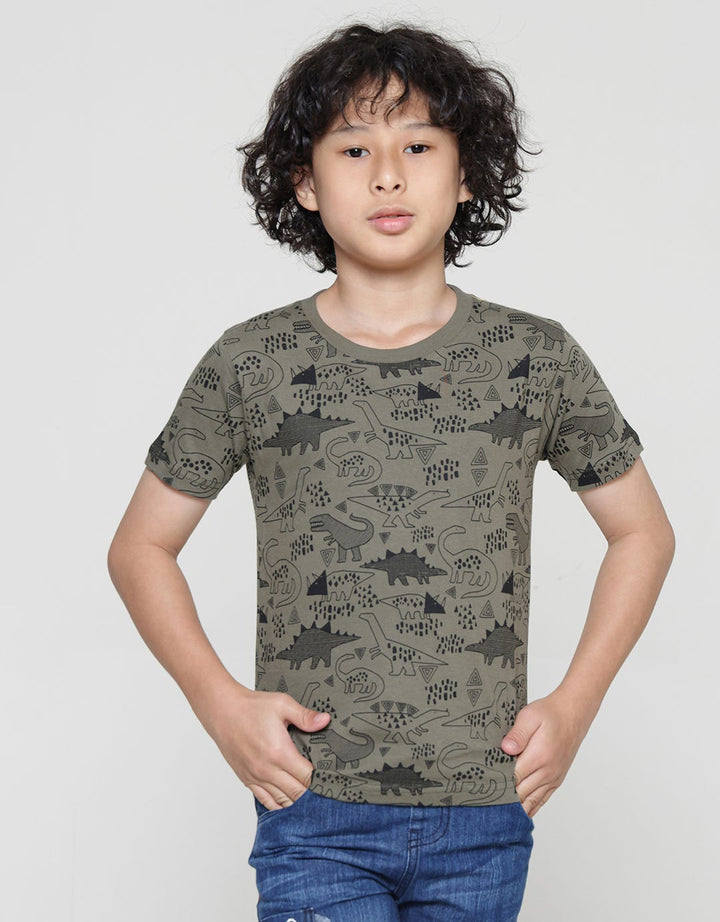 Little M Dino Outline Kaos Anak Laki-laki