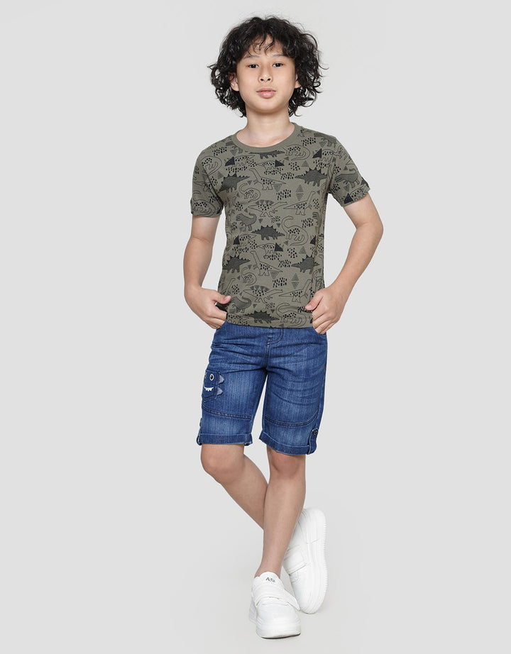 Little M Dino Outline Kaos Anak Laki-laki