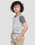 Little M Full Print Stripes Crane Boys Short Sleeve T-Shirt