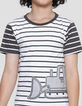 Little M Full Print Stripes Crane Boys Short Sleeve T-Shirt