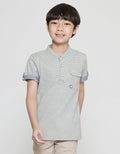 Little M Henley Stripes Kaos Lengan Pendek Anak Laki-Laki