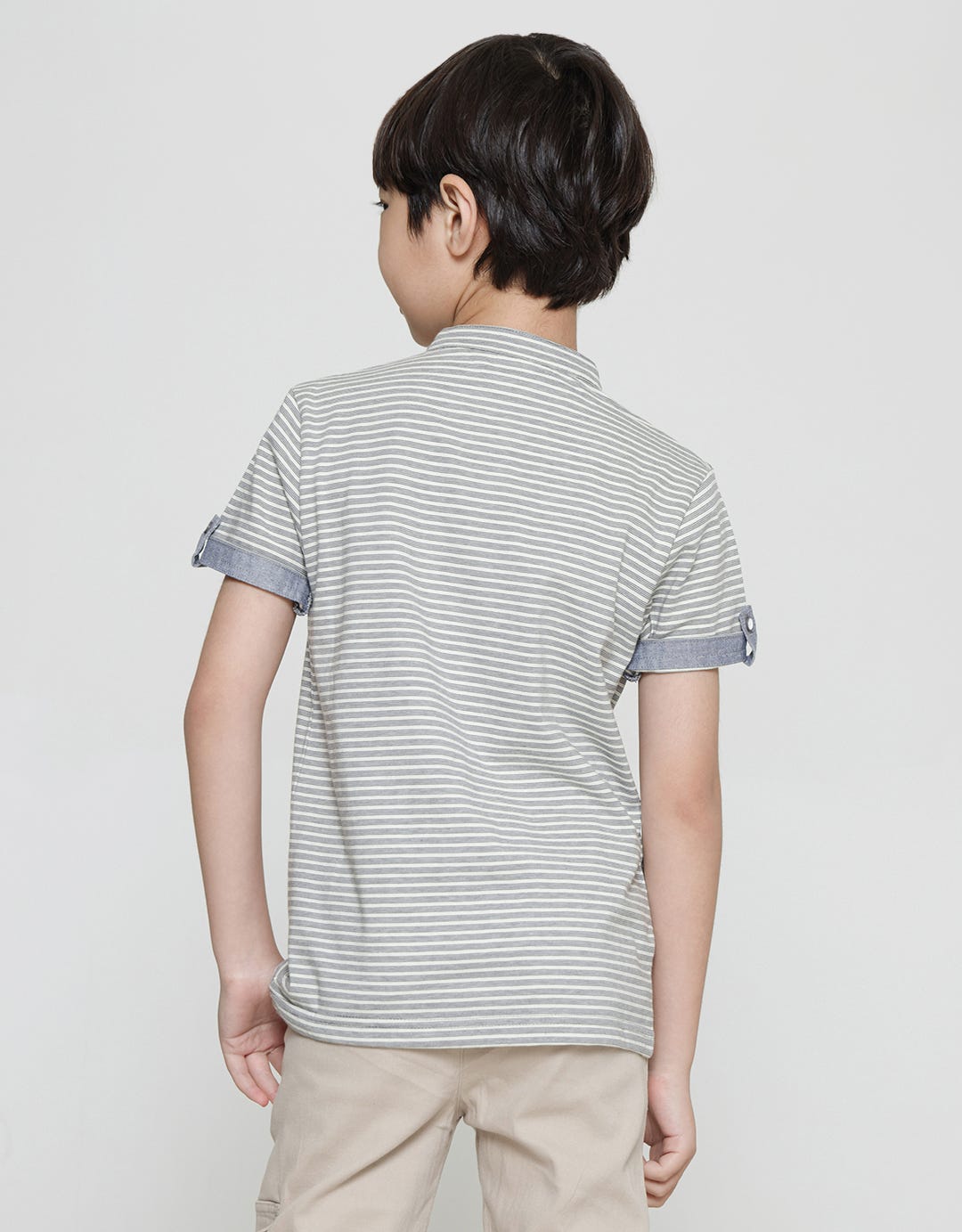 Little M Henley Stripes Kaos Lengan Pendek Anak Laki-Laki