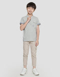 Little M Henley Stripes Kaos Lengan Pendek Anak Laki-Laki