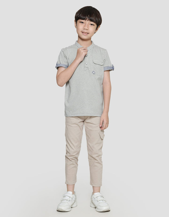 Little M Henley Stripes Kaos Lengan Pendek Anak Laki-Laki
