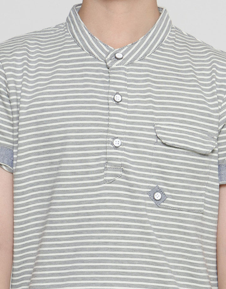 Little M Henley Stripes Kaos Lengan Pendek Anak Laki-Laki