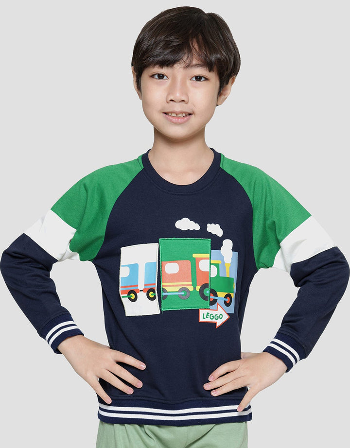 Little M Stripes Dino Sweater Anak Laki-laki