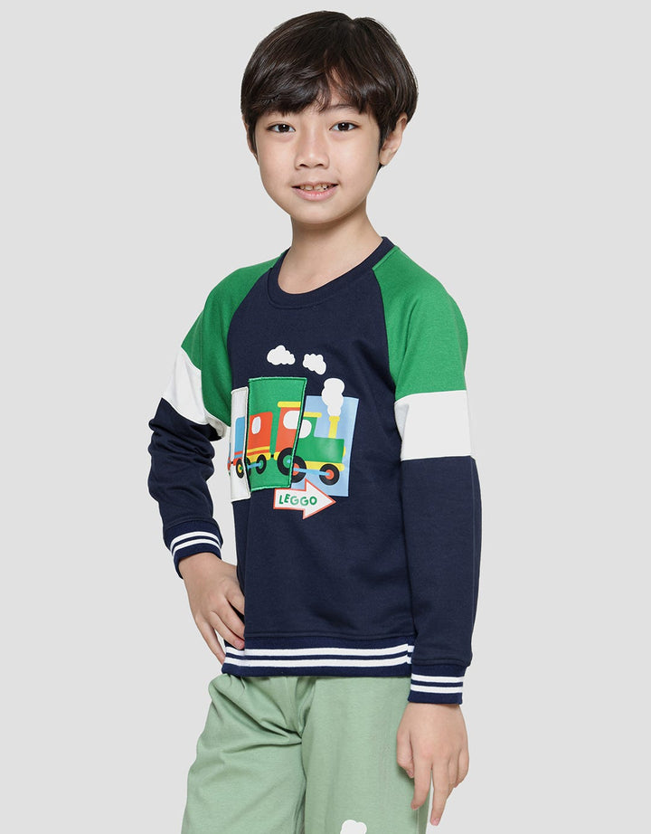 Little M Stripes Dino Sweater Anak Laki-laki