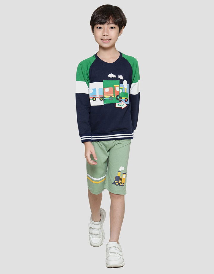 Little M Stripes Dino Sweater Anak Laki-laki