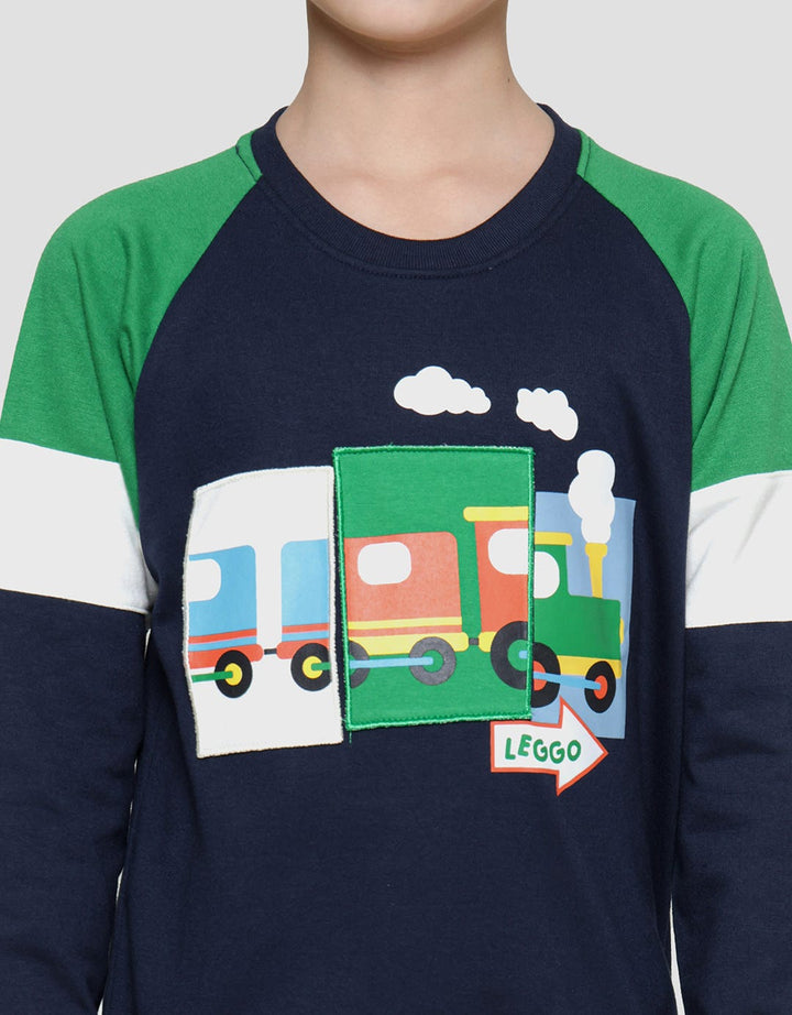 Little M Stripes Dino Sweater Anak Laki-laki