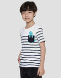 Little M Stripes Dino Boys Short Sleeve T-Shirt