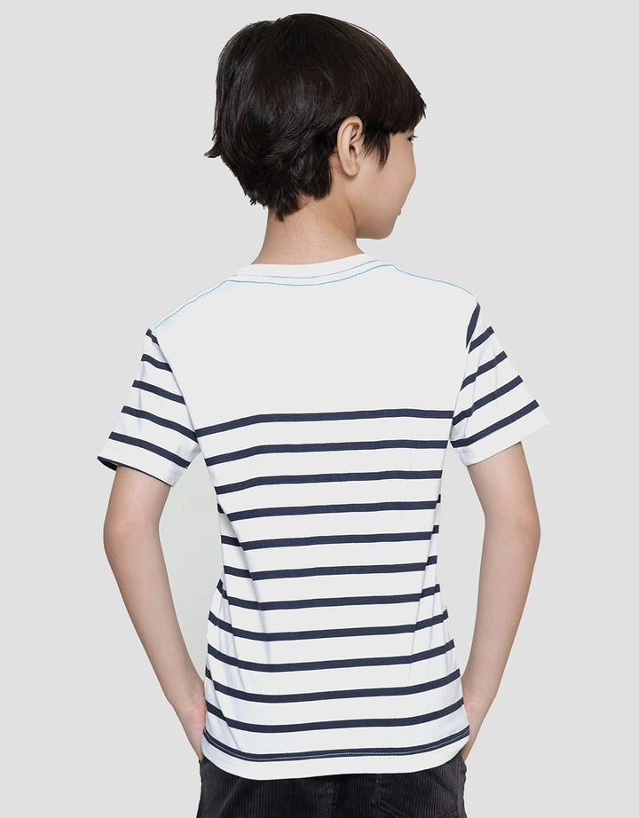 Little M Stripes Dino Boys Short Sleeve T-Shirt