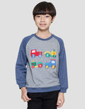 Little M Terry Corak Bordir Car Sweater Anak Laki-Laki