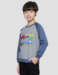 Little M Terry Corak Bordir Car Sweater Anak Laki-Laki