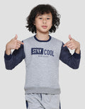 Little M Terry Emboss Aplikasi Stay Cool Sweater Anak Laki-Laki