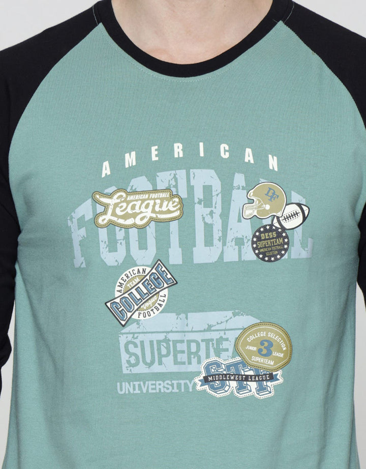 T Zone 3/4 Raglan T-Shirt Theme Varsity Icon - Football