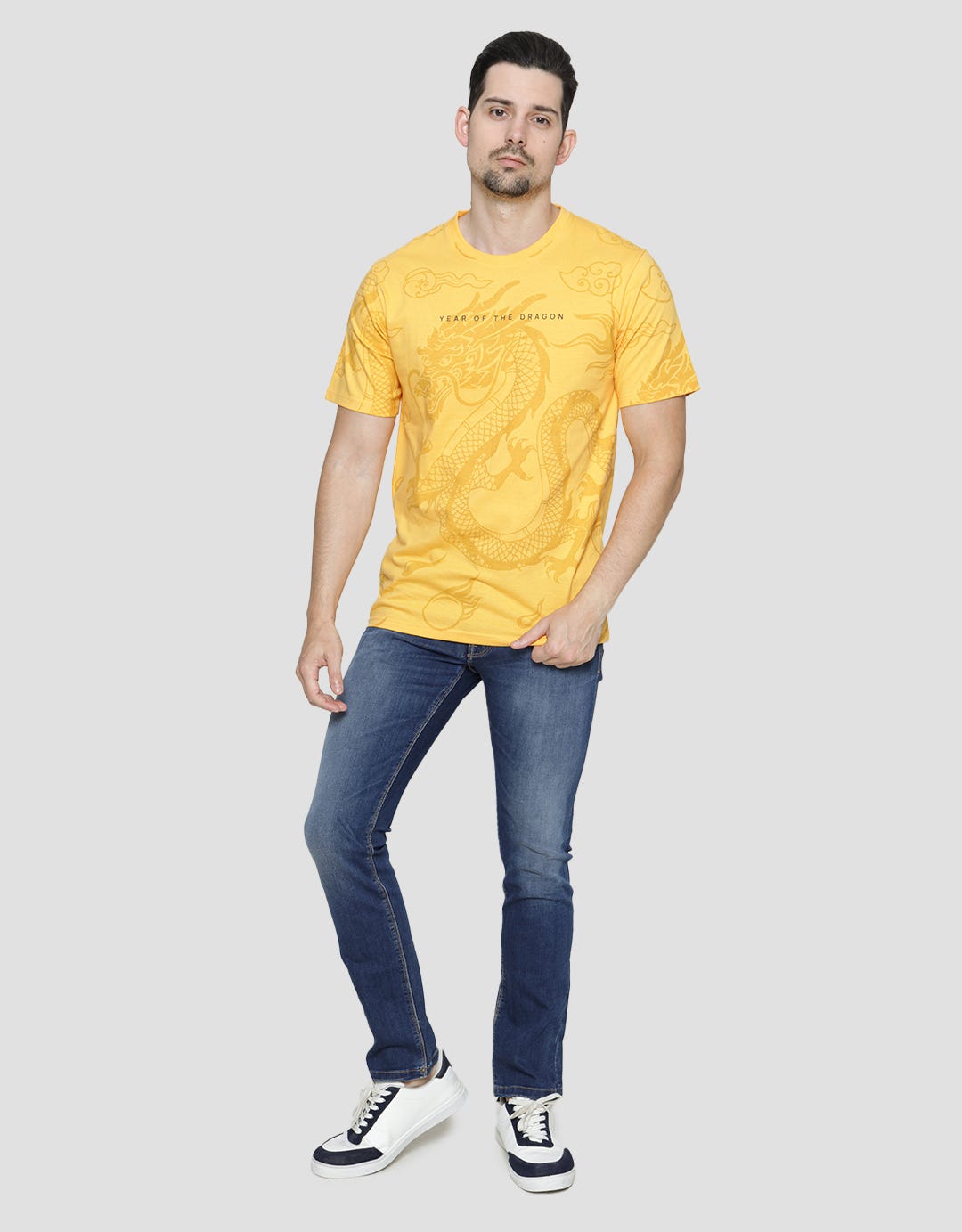T Zone Big Dragon Print Kaos Pria