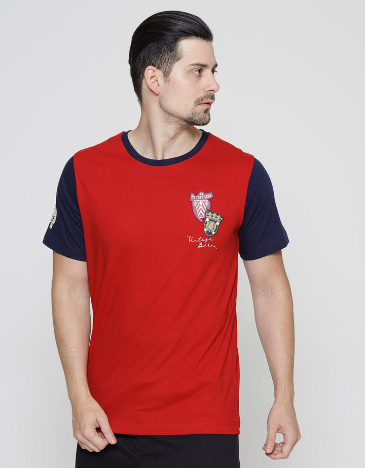 T Zone Contrast Sleeve Kaos Casual Pria