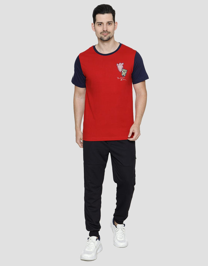 T Zone Contrast Sleeve Kaos Casual Pria
