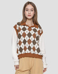Nevada Polo Neck Argyle Pattern Sweater Wanita