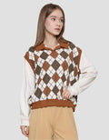 Nevada Polo Neck Argyle Pattern Sweater Wanita