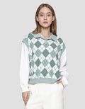 Nevada Polo Neck Argyle Pattern Sweater Wanita
