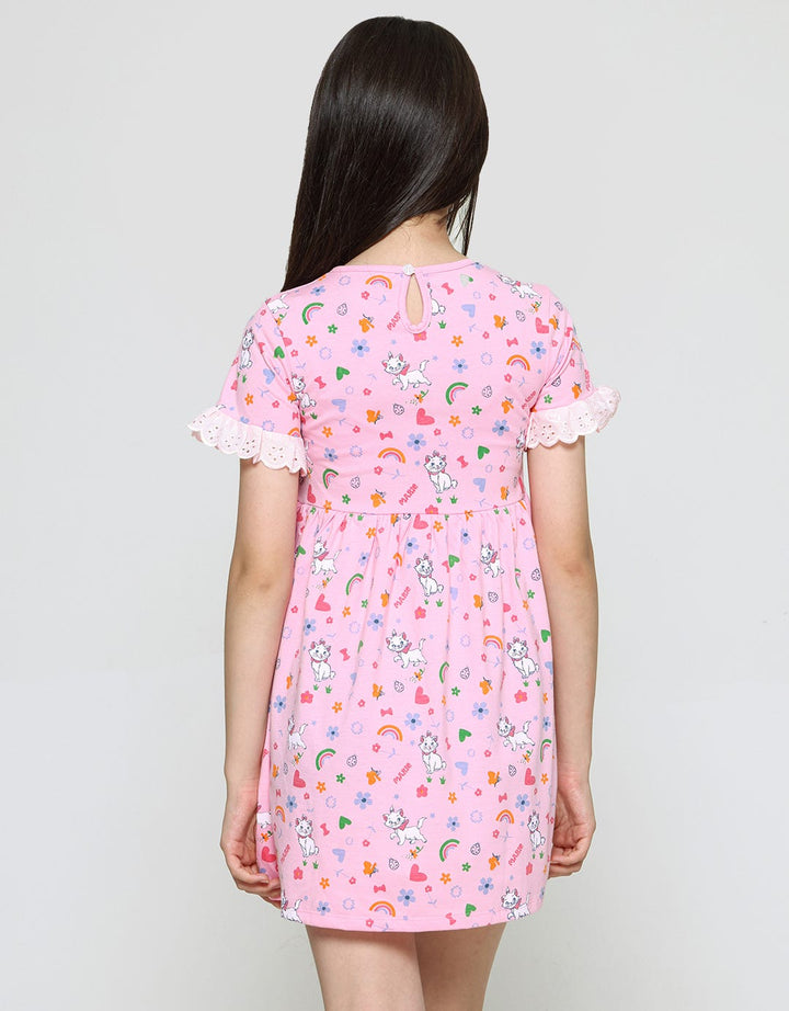 Disney Marie Lengan Renda Midi Dress Anak Perempuan