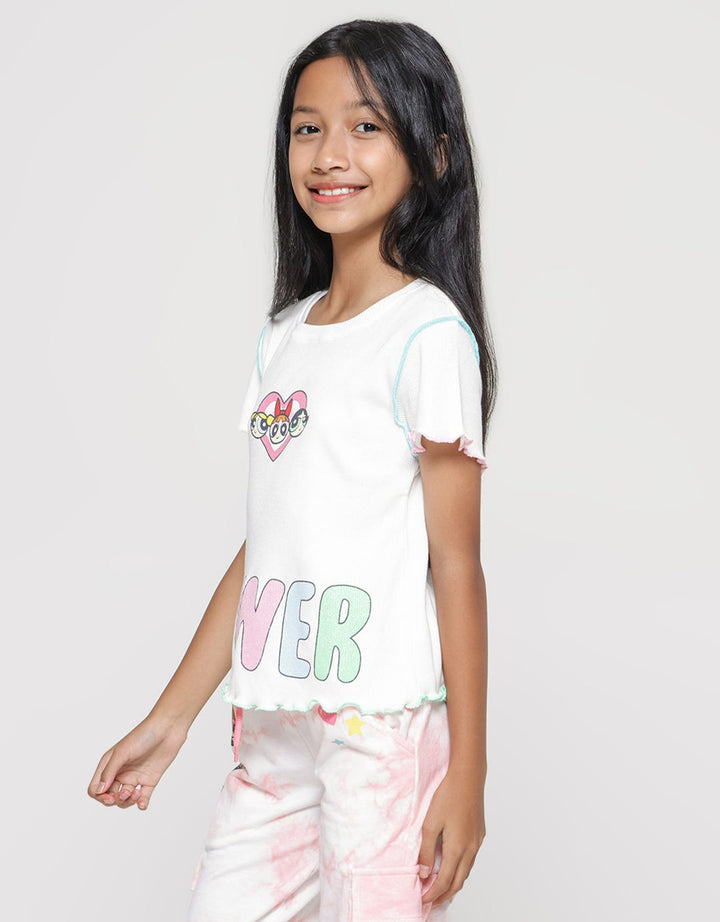 Character Powerpuff Girls Kaos Power Rib Anak Perempuan