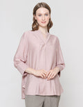 St. Yves Women's Long Sleeve Curve Open Pleat Polo Linen Blouse