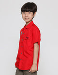 Pingu Patch Print Word Boys Short Shirt