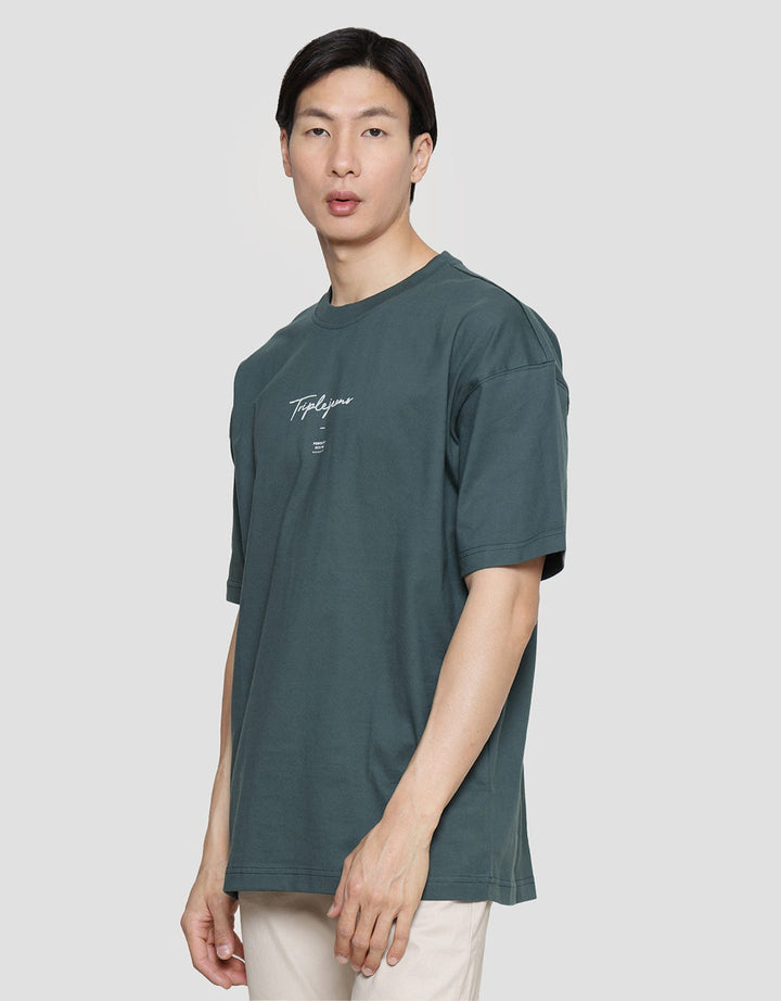 Triple Wording Print Kaos Oversize Pria