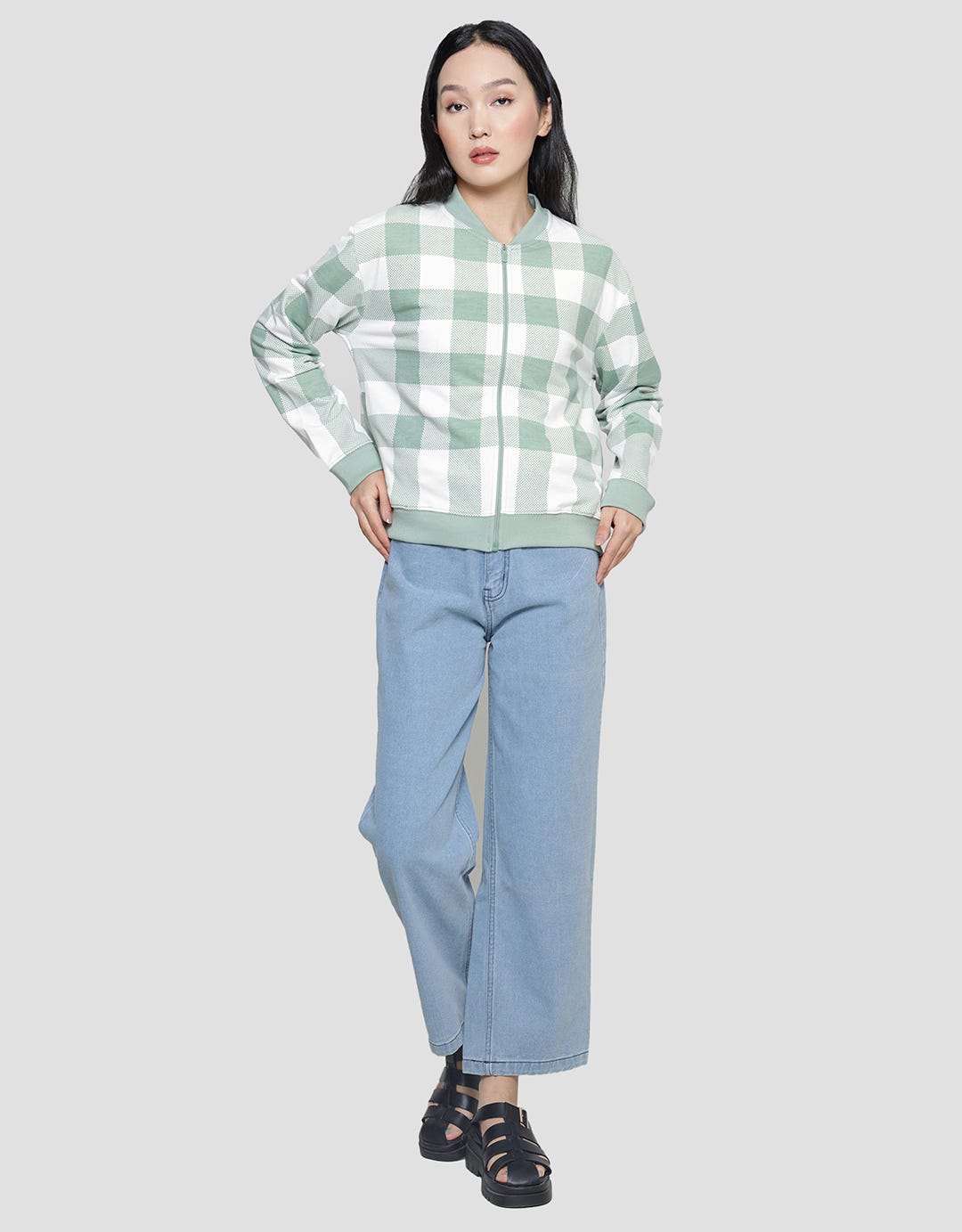 Nevada Checked Pattern Jaket Wanita