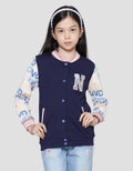Nevada Knit Zipper Varsity Comb Wording Print Jaket Anak Perempuan