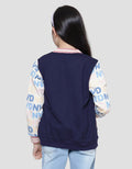 Nevada Knit Zipper Varsity Comb Wording Print Jaket Anak Perempuan