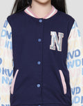 Nevada Knit Zipper Varsity Comb Wording Print Jaket Anak Perempuan