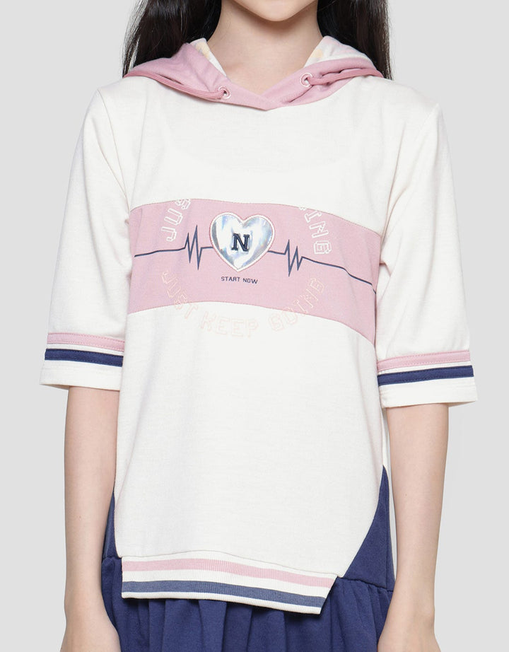 Nevada Midi Dress Lengan Pendek With Hoodie Anak Perempuan