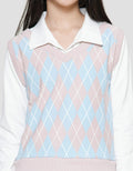 Nevada Houndstooth Diamond With Collar Sweater Anak Perempuan