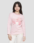 Nevada Print Stripe Just Bear Kaos Lengan Panjang Anak Perempuan