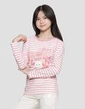 Nevada Print Stripe Just Bear Kaos Lengan Panjang Anak Perempuan