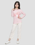 Nevada Print Stripe Just Bear Kaos Lengan Panjang Anak Perempuan