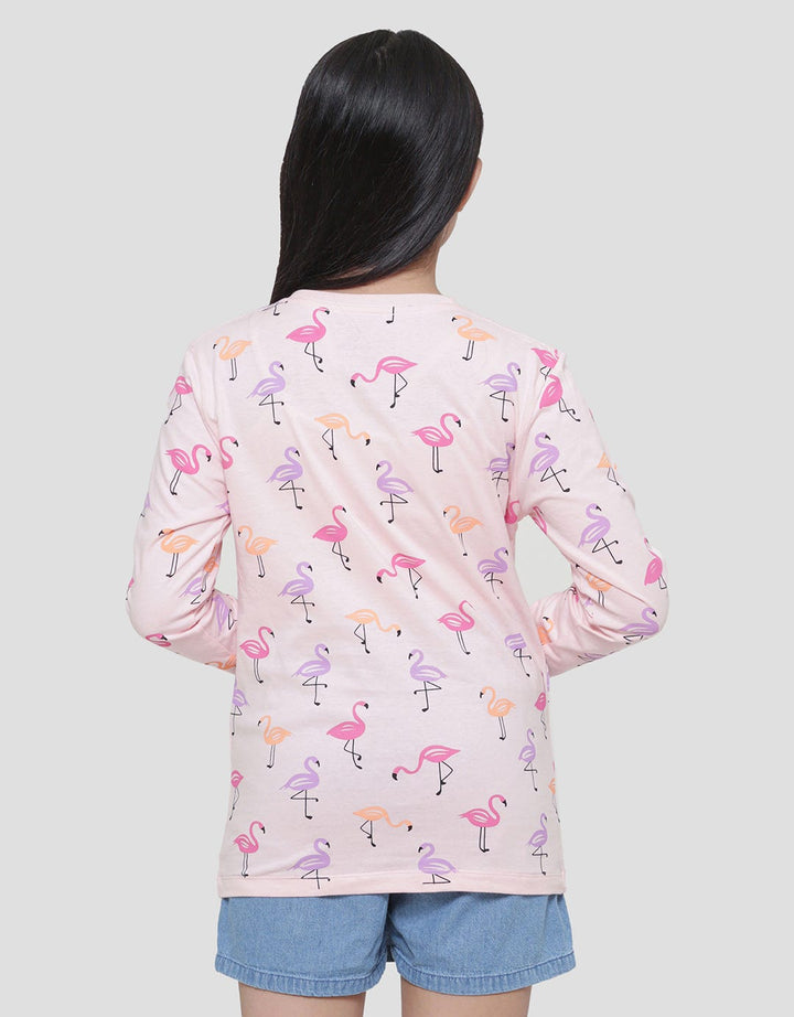 Nevada Fullprint Flaminggo Kaos Lengan Panjang Anak Perempuan