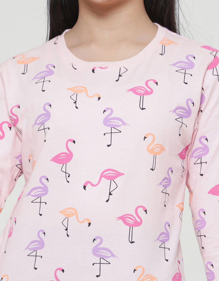 Nevada Fullprint Flaminggo Kaos Lengan Panjang Anak Perempuan
