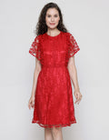 Connexion Lace Brukat Midi Dress Wanita