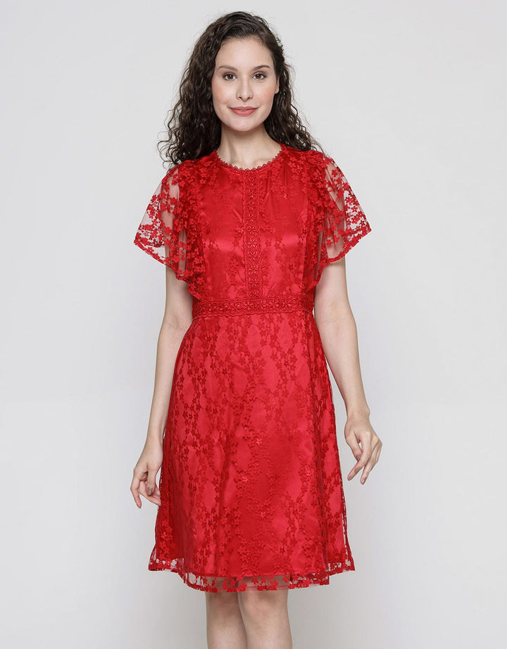 Connexion Lace Brukat Midi Dress Wanita