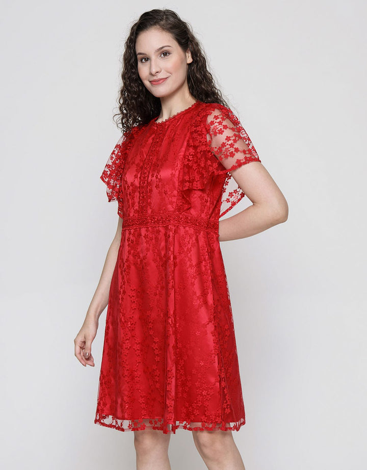 Connexion Lace Brukat Midi Dress Wanita
