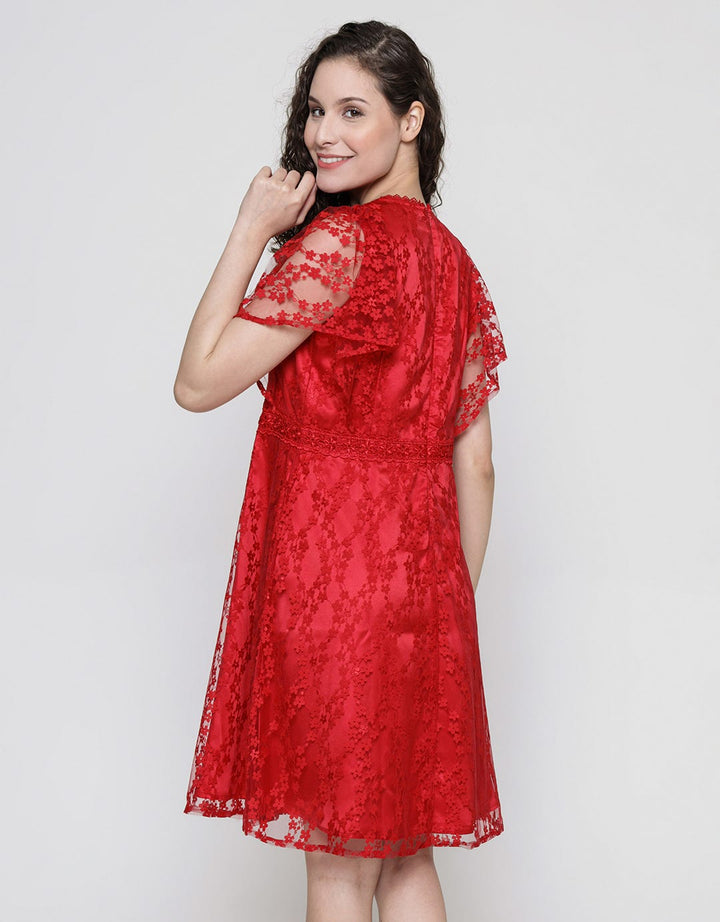 Connexion Lace Brukat Midi Dress Wanita