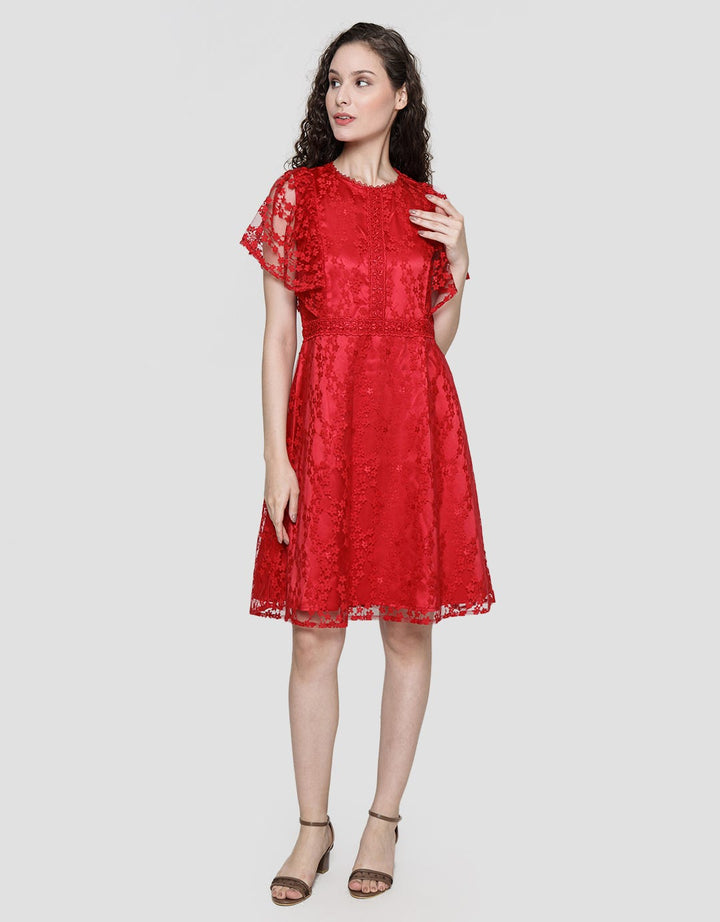 Connexion Lace Brukat Midi Dress Wanita