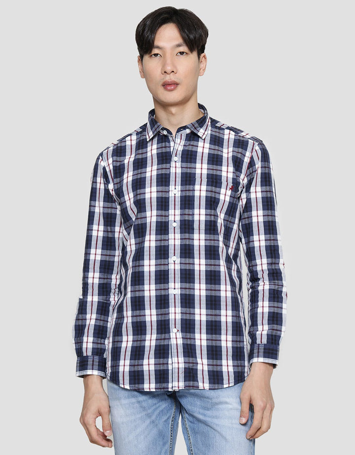 Lois Simply Check Print Kemeja Lengan Panjang Pria
