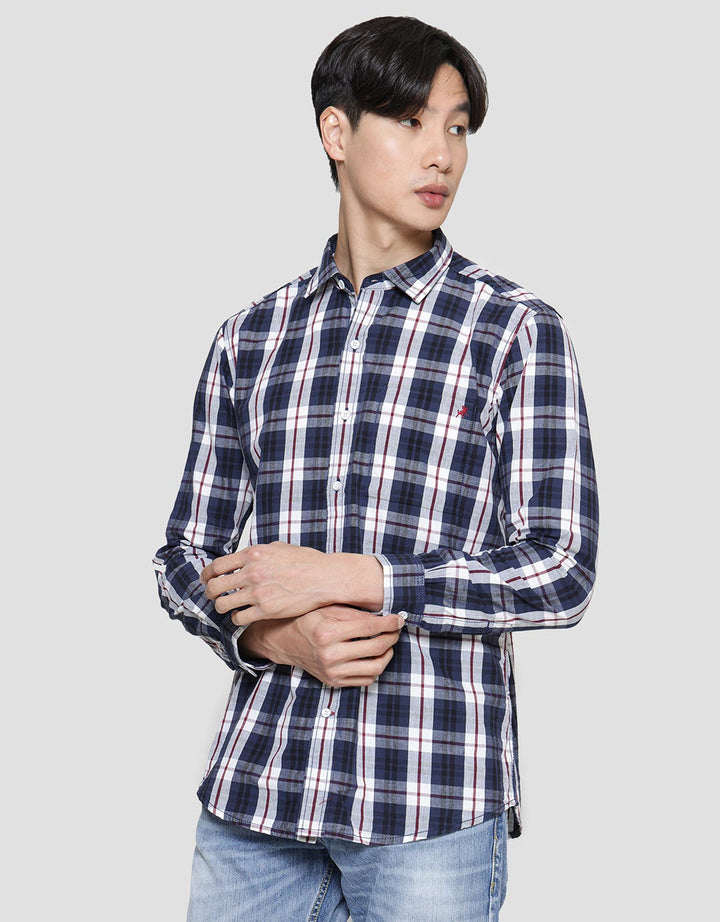 Lois Simply Check Print Kemeja Lengan Panjang Pria